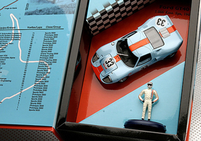 Fly Car Model catalogue picture of Ford GT40 Gulf 1000km Spa 1968 with Brian Redman driver Figure